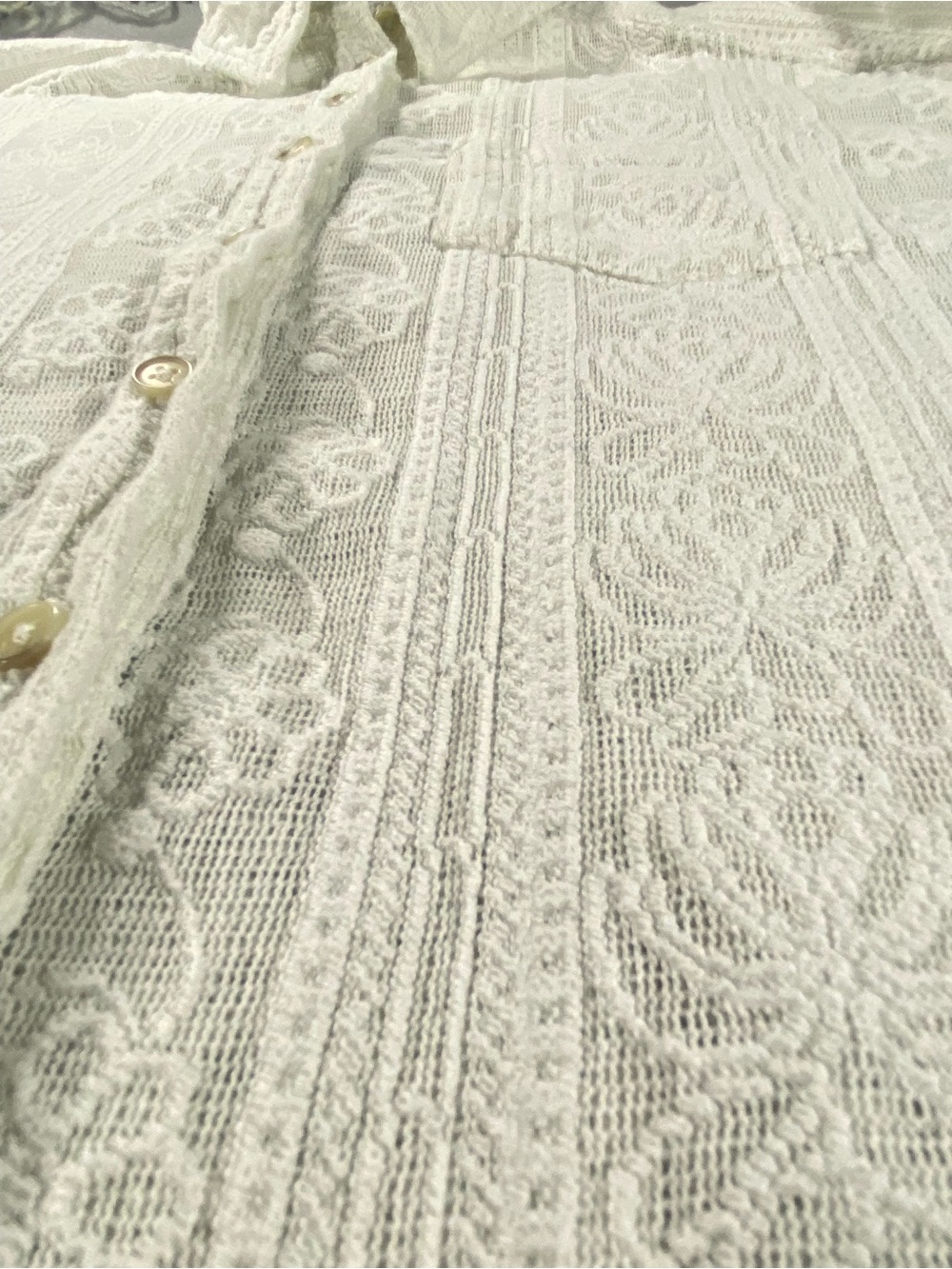 Pilcro Lace XS Button-Down Blouse Ivory Boho Shirt Top Peasant Cottagecore - Picture 2 of 8